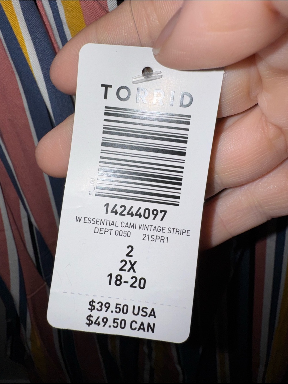 Torrid Striped V-Neck Cami Tank Top - Picture 4 of 4